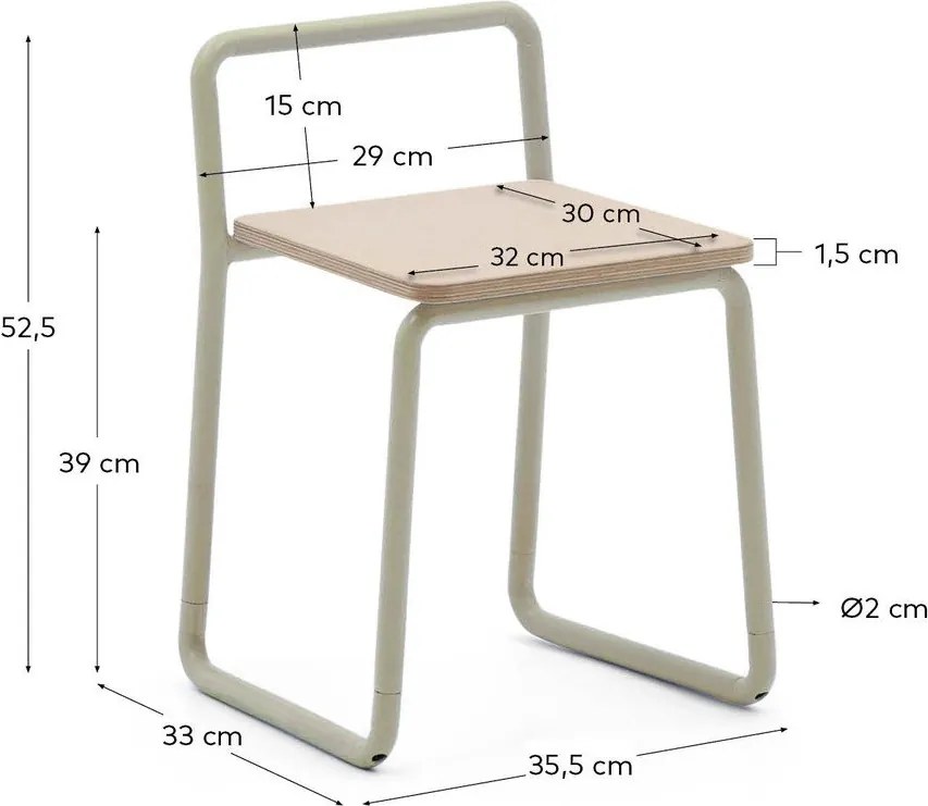 Béžová kovová detská stolička Tinn – Kave Home