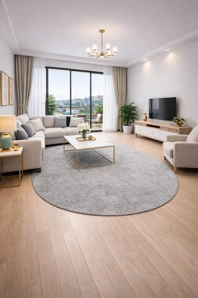 Vopi, Kusový koberec Eton šedý ovál, 50x80, šedá, chodba / predsieň