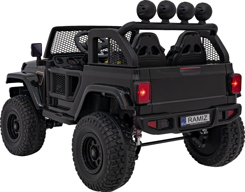 Ramiz OFF-ROAD 3.0 terénne auto pre deti čierne + diaľkové ovládanie + pomalý štart + pásy + LED audio