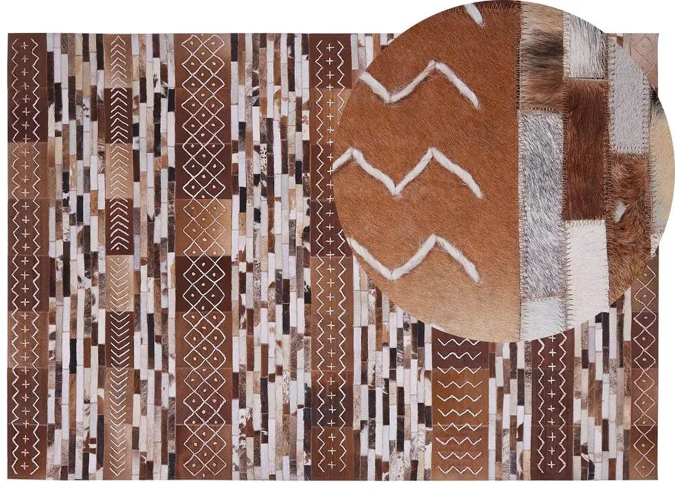 Kožený koberec 140 x 200 cm hnedý HEREKLI Beliani