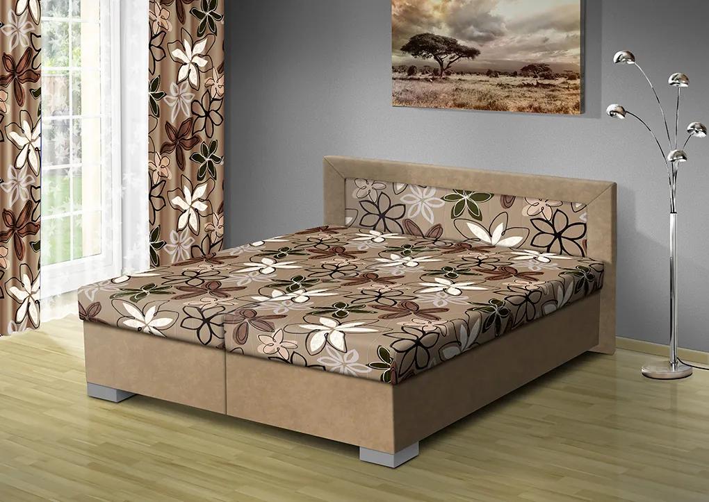 Nabytekmorava Čalúnená posteľ s úložným priestorom Vanessa 170x200 čalúnenie: béžová/MEGA 16 hnedá, Typ roštov: polohovacie