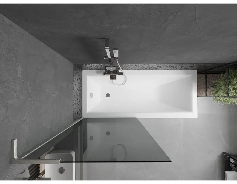 Mexen Next L, 1-krídlová vaňová zástena 80 x 150 cm, 6mm šedé sklo, 6mm číre sklo, profil brúsená oceľ, 895-080-000-03-40-97