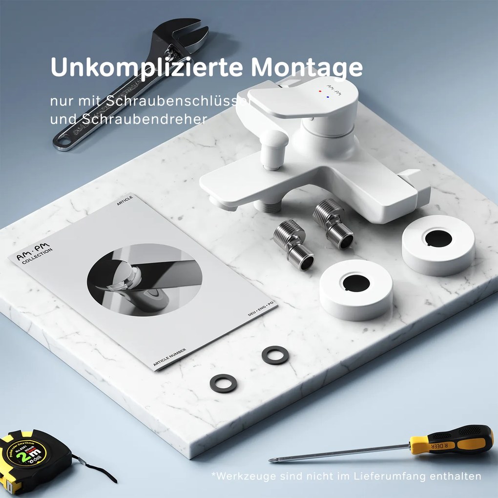 Vaňová a sprchová batéria AM.PM X-Joy FXA10033 jednopáková, biela