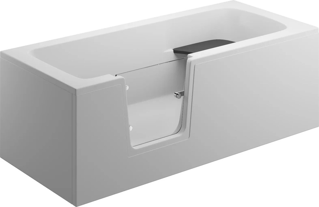 Vaňa s dvierkami Polimat VOVO 170x75 s bielym čelným krycím panelom + vaňový sifón automat s prepadom VABPS-ZU 70