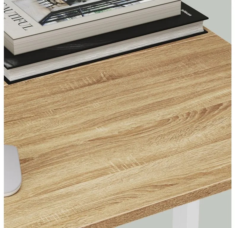 Počítačový stôl MAX - dub sonoma / biele nohy