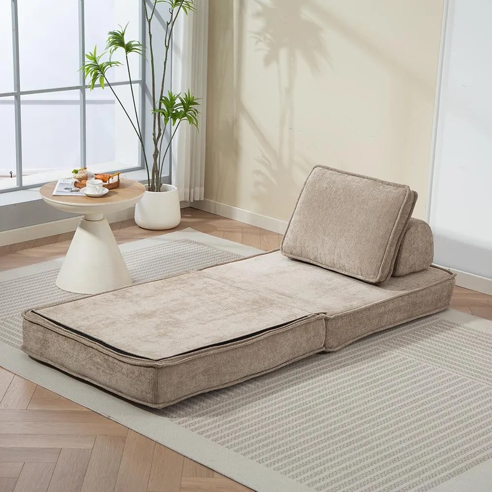 Rozkladacia penová sofa CALMERO - svetlo hnedá
