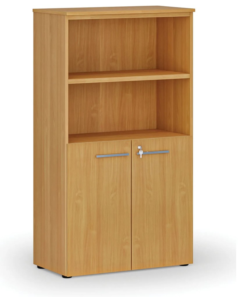 Kombinovaná kancelárska skriňa PRIMO WOOD, dvere na 2 poschodia, 800 x 420 x 1434 mm, buk