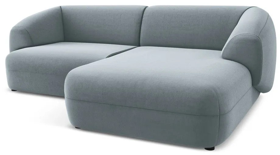 Svetlomodrá zamatová rohová pohovka (pravý roh) Moana – Makamii