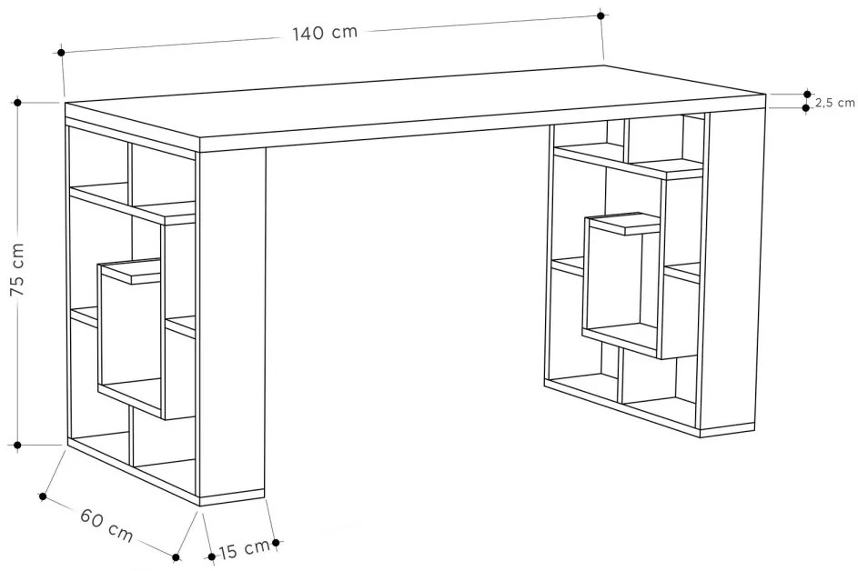Písací stôl MAZE dub stirling/biely