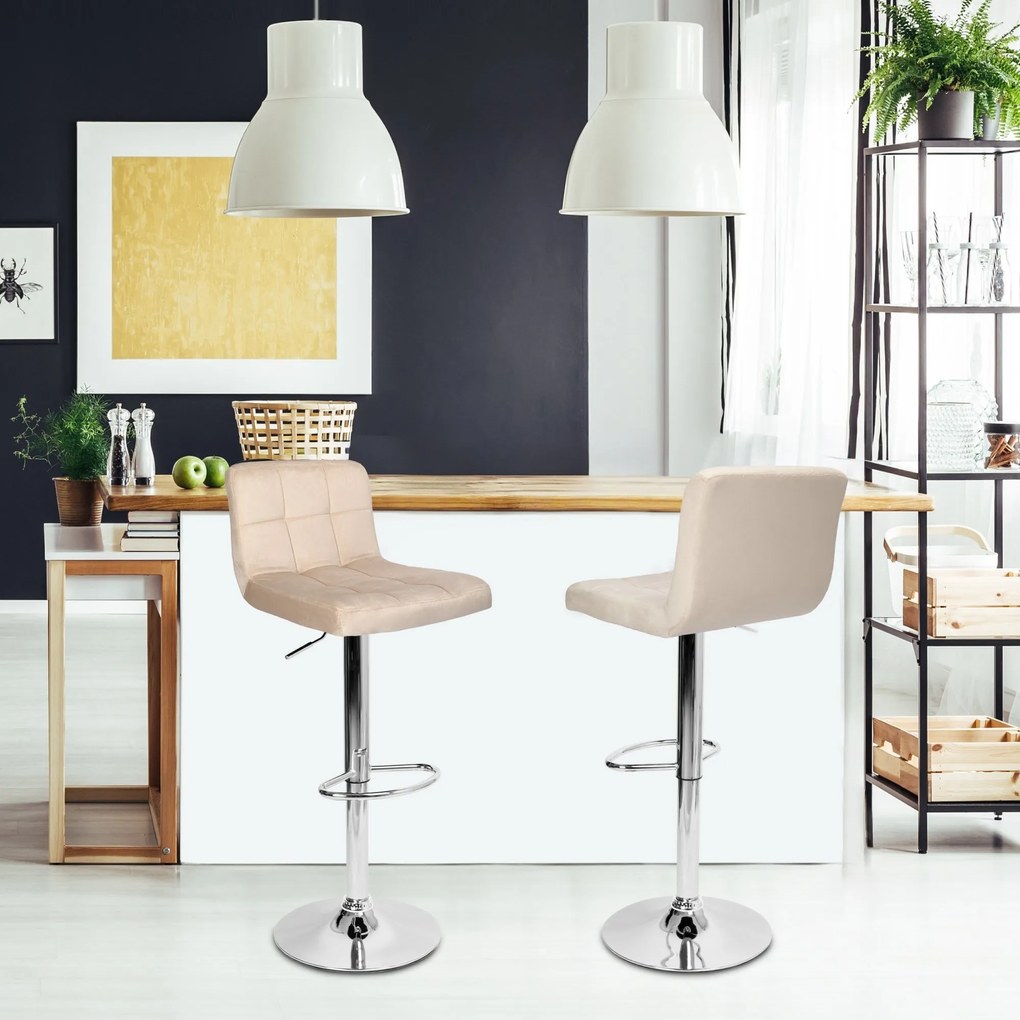 Barová stolička ARAKO VELVET - béžová/chróm