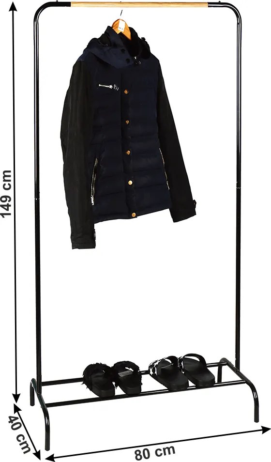 Vešiak s policou RAPSO, čierna