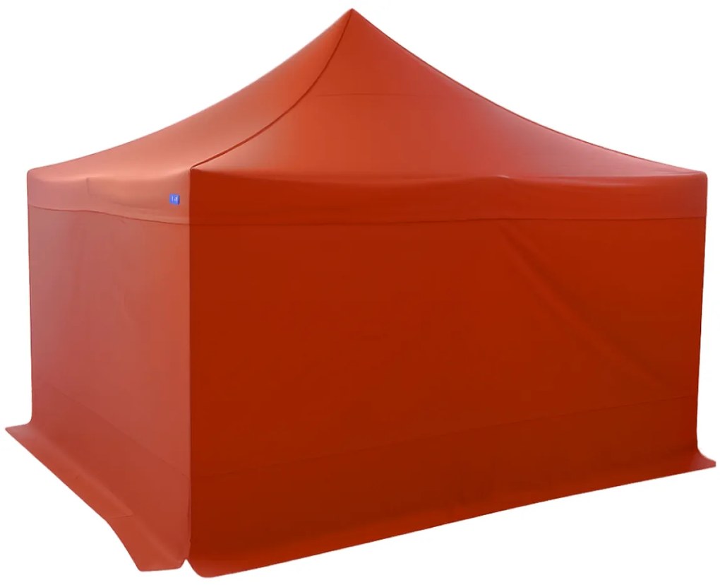 Rýchlorozkladací nožnicový stan 4x4m – oceľový, Červená, 4 bočné plachty