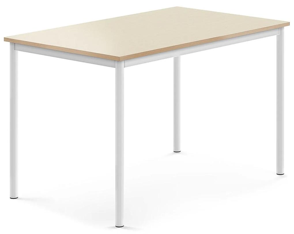 Stôl SONITUS, 1200x800x760 mm, HPL - breza, biela