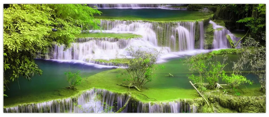 Obrázok - Vodopády Huay Mae Khamin, Kanchanaburi, Thajsko (120x50 cm)