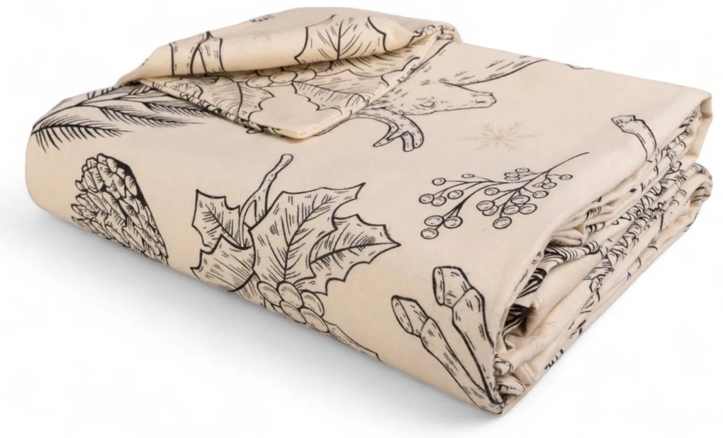 Matex Flanelové obliečky 140x200 + 70x90 cm - Tradičné Vianoce béžové
