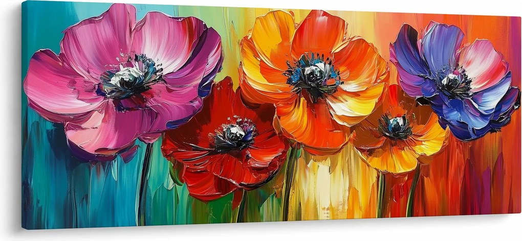 Obraz - Päť pestrofarebných kvetov (120x50 cm)