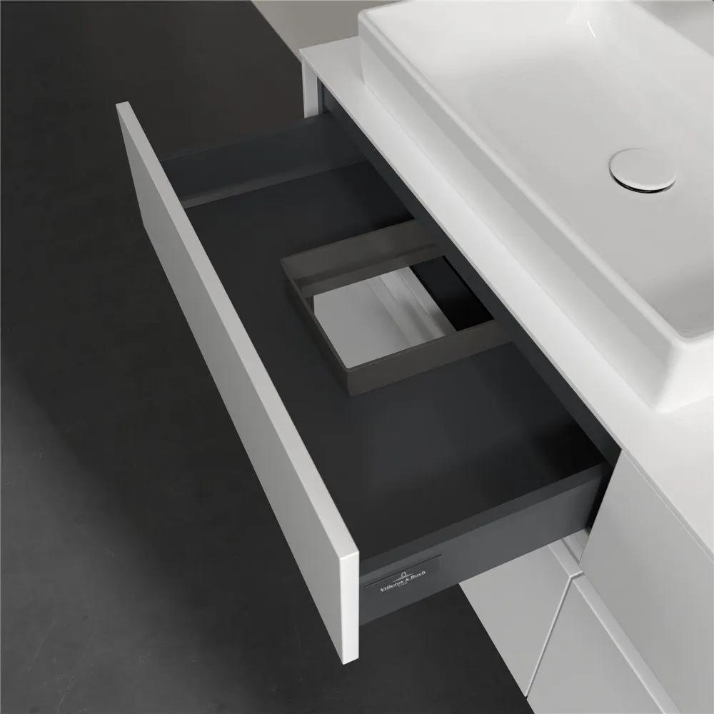VILLEROY &amp; BOCH Collaro závesná skrinka pod umývadlo na dosku (umývadlo vľavo), 4 zásuvky, 1400 x 500 x 548 mm, Glossy White, C08500DH