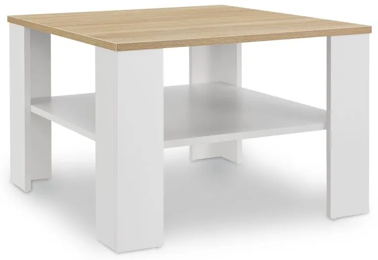 Biely konferenčný stolík s policou, 60x60 cm