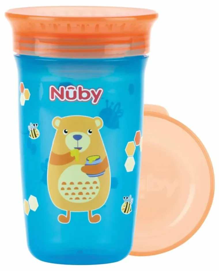 Hrnček netečúci 360° 300 ml, 6 m+ Blue / oranžová