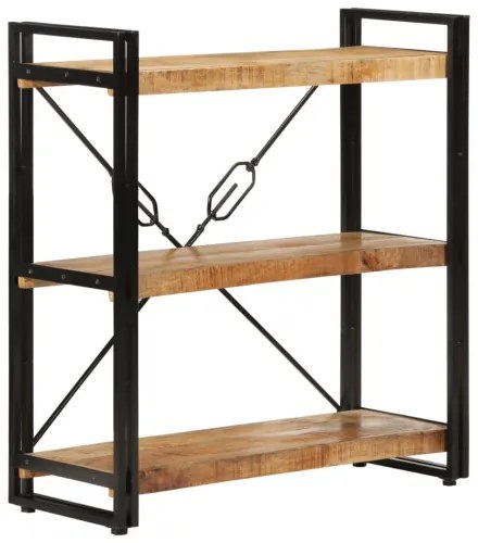 vidaXL Knižnica s 3 policami 77x30x80 cm mangovníkový masív a železo-