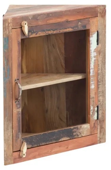 furniture-nabytek.cz - Rohová nástenná skrinka Sumana z recyklovaného tvrdého dreva, lakovaná, hnedá
