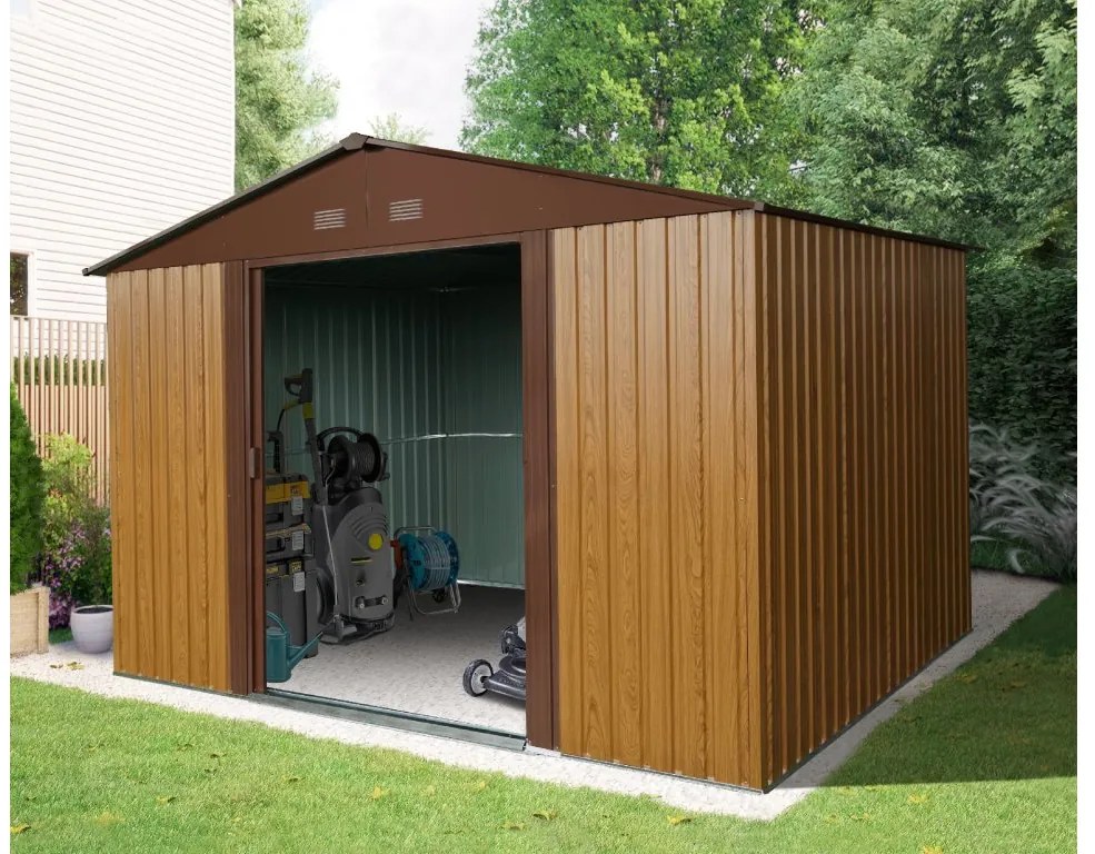 Záhradný domček BestBerg ZDB-7D / 7,2 m² / 301 x 238 x 214 cm / červené drevo / hnedá