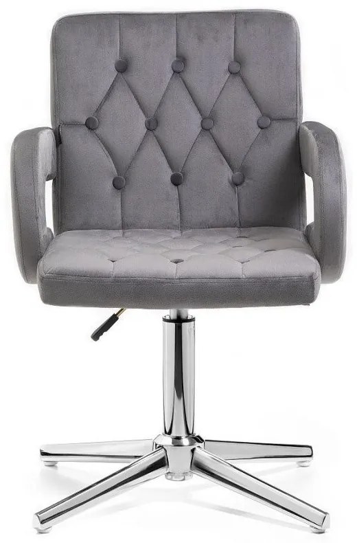 LuxuryForm DESIGN Stolička BOSTON VELUR na striebornom kríži - sivá