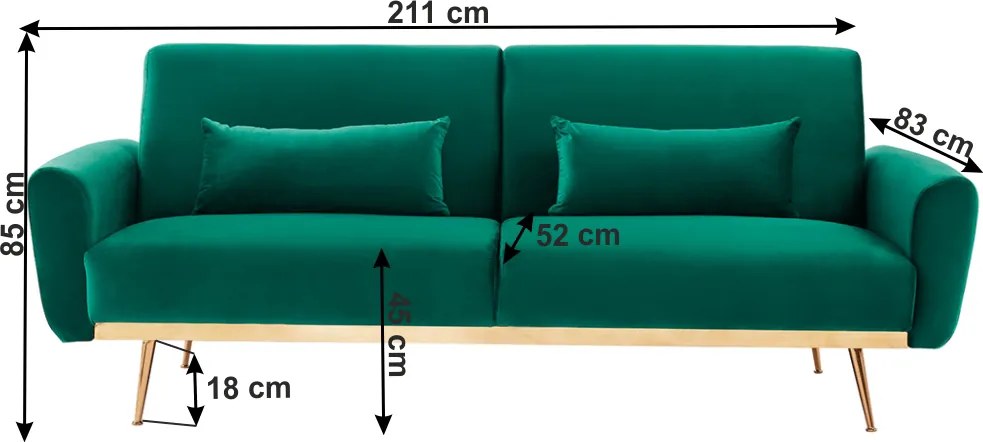 Rozkladacia pohovka Fasta - smaragdová