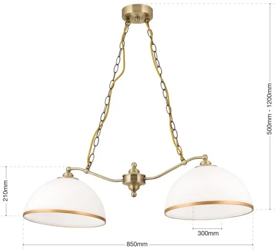 Orion HL 6-1810/2 - Luster na reťazi OLD LAMP 2xE27/40W/230V biela/mosadz
