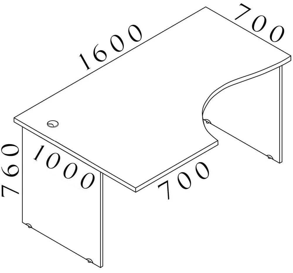 Rohový stôl Visio LUX 160 x 100 cm, ľavý, orech