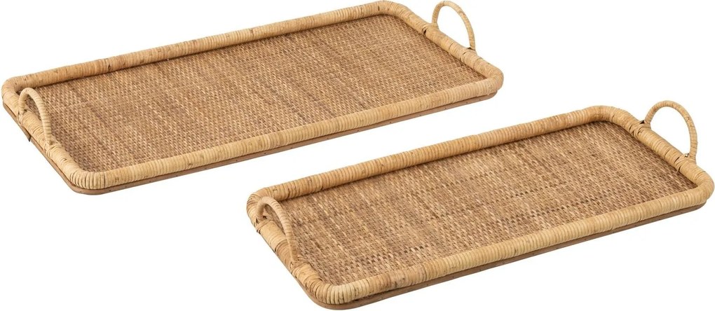 Set 2ks ratanový podnos s uchami Rattan Boom - 71*36*10/ 61*28*9 cm