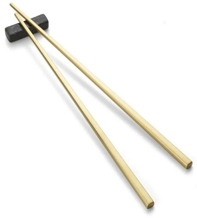 Jedálenské paličky v zlatej farbe so stojanom Bitz Brass