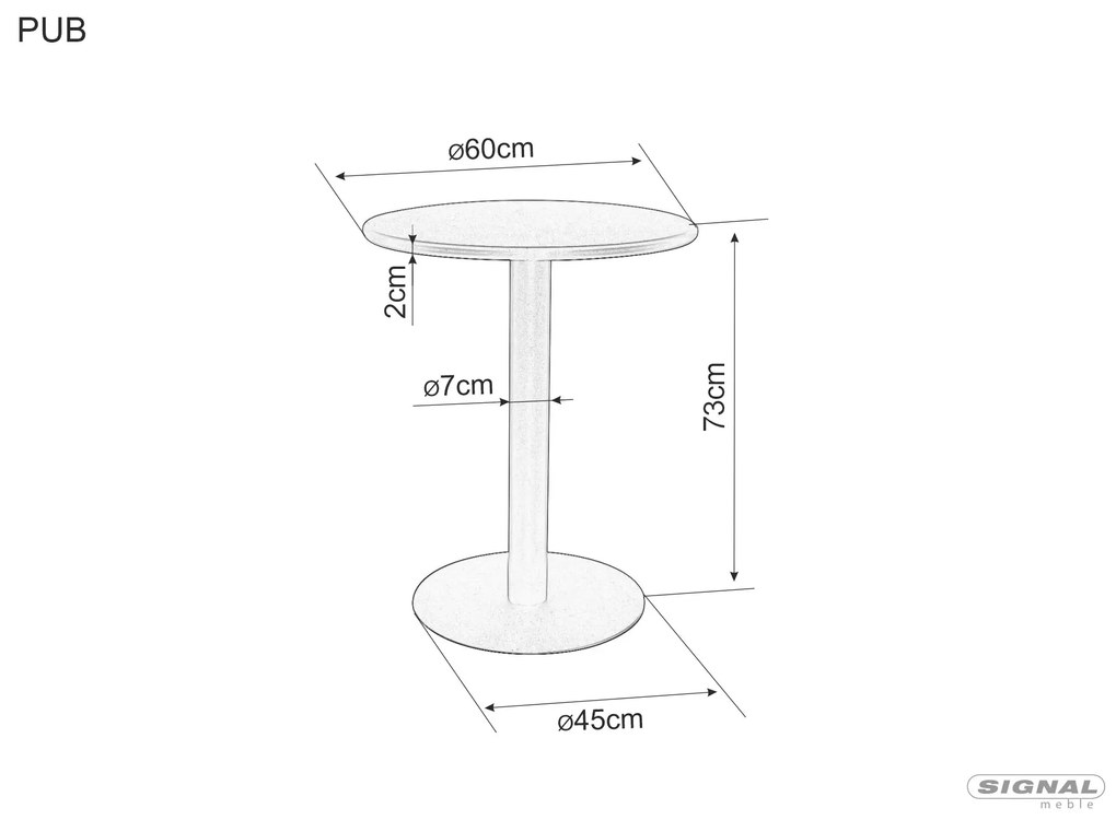 Kulatý barový stůl Pub 60 cm černý