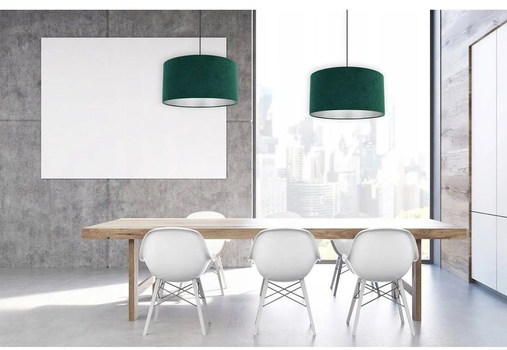 Závesné svietidlo Mediolan, 1x tmavozelené/chrómové textilné tienidlo