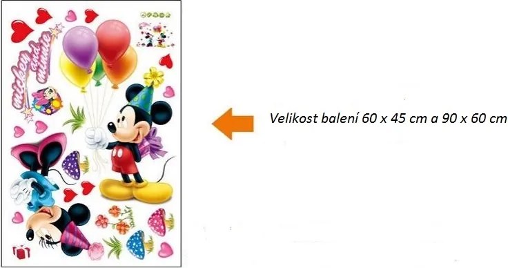 Veselá Stena Samolepka Mickey Mouse a Minnie Veľkosť: 75 x 120 cm