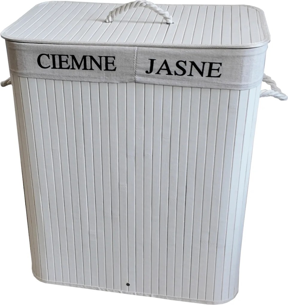TRENDIE Bambusový kôš na prádlo 100l biely + DARČEK