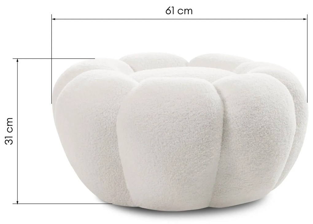 Čalouněný taburet Perugia bouclé bílý