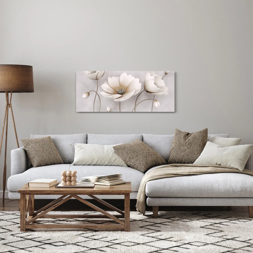 Obraz bielych kvetín (120x50 cm)