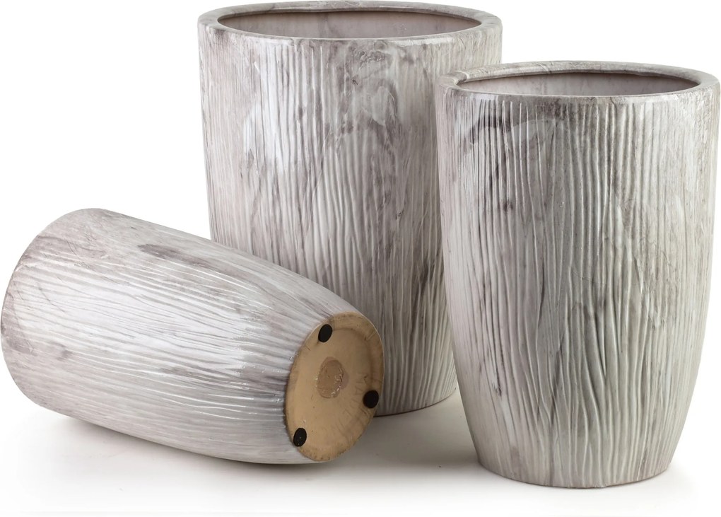 Sada 3 ks květináčů NEVA MARBLE X béžová