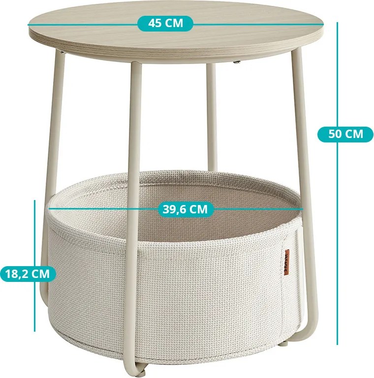Okrúhly konferenčný stolík s textilným košom