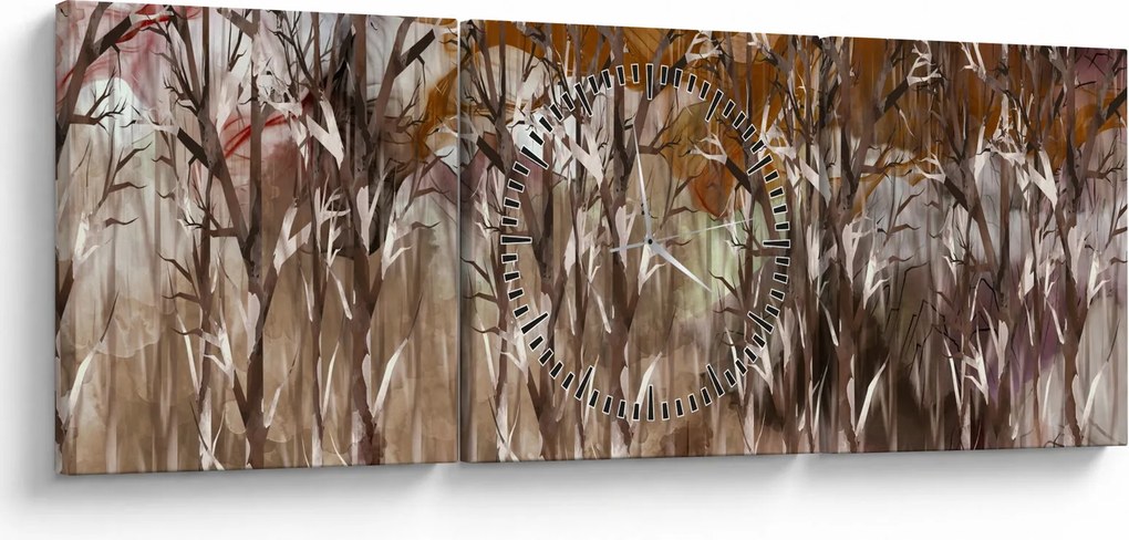 Obraz - Stromy (s hodinami) (90x30 cm)