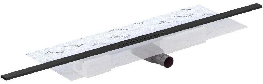 I-DRAIN AIO sprchový žľab s hydroizoláciou + skracovateľný rošt z nerezovej ocele, dĺžka 950 mm, čierna metalická kartáčovaná PVD, ID5A09501AIO1.MB