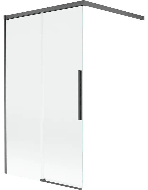 Mexen Rox, 2-krídlová posuvná vaňová zástena 100 x 150 cm, 8mm číre sklo, brúsený grafit profil, 8C9-100-003-66-00