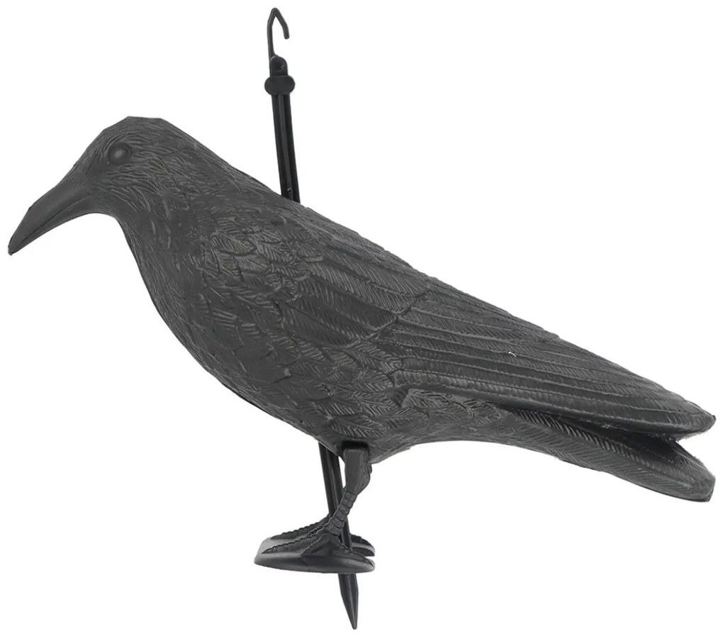 Záhradná figúrka z polyetylénu Crow, 21,5 cm, čierna