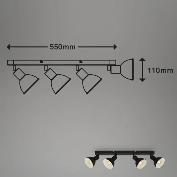 Brilo - Bodové svietidlo RETRO 4xE14/25W/230V čierna