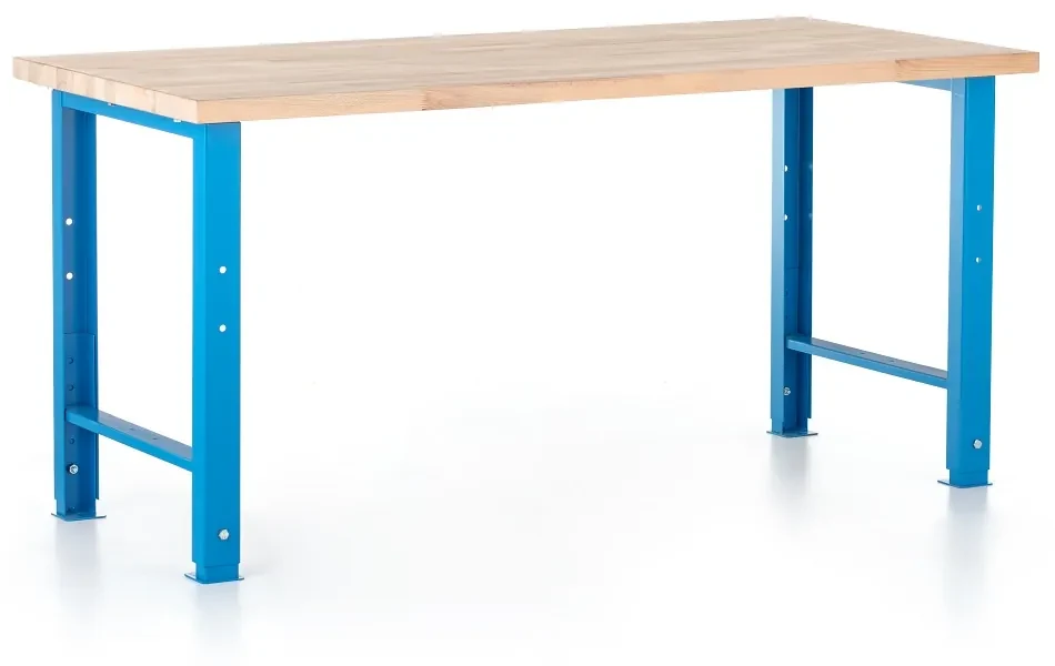 Výškovo nastaviteľný dielenský stôl Basic 170 x 80 cm, modrá