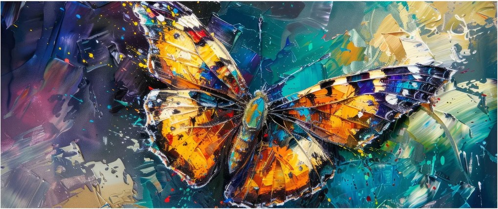 Obraz - Motýľ, olejomaľba (120x50 cm)