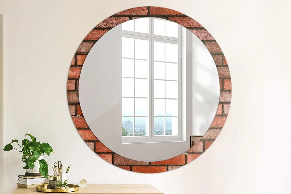 Okrúhle ozdobné zrkadlo na stenu Červená tehla fi 100 cm
