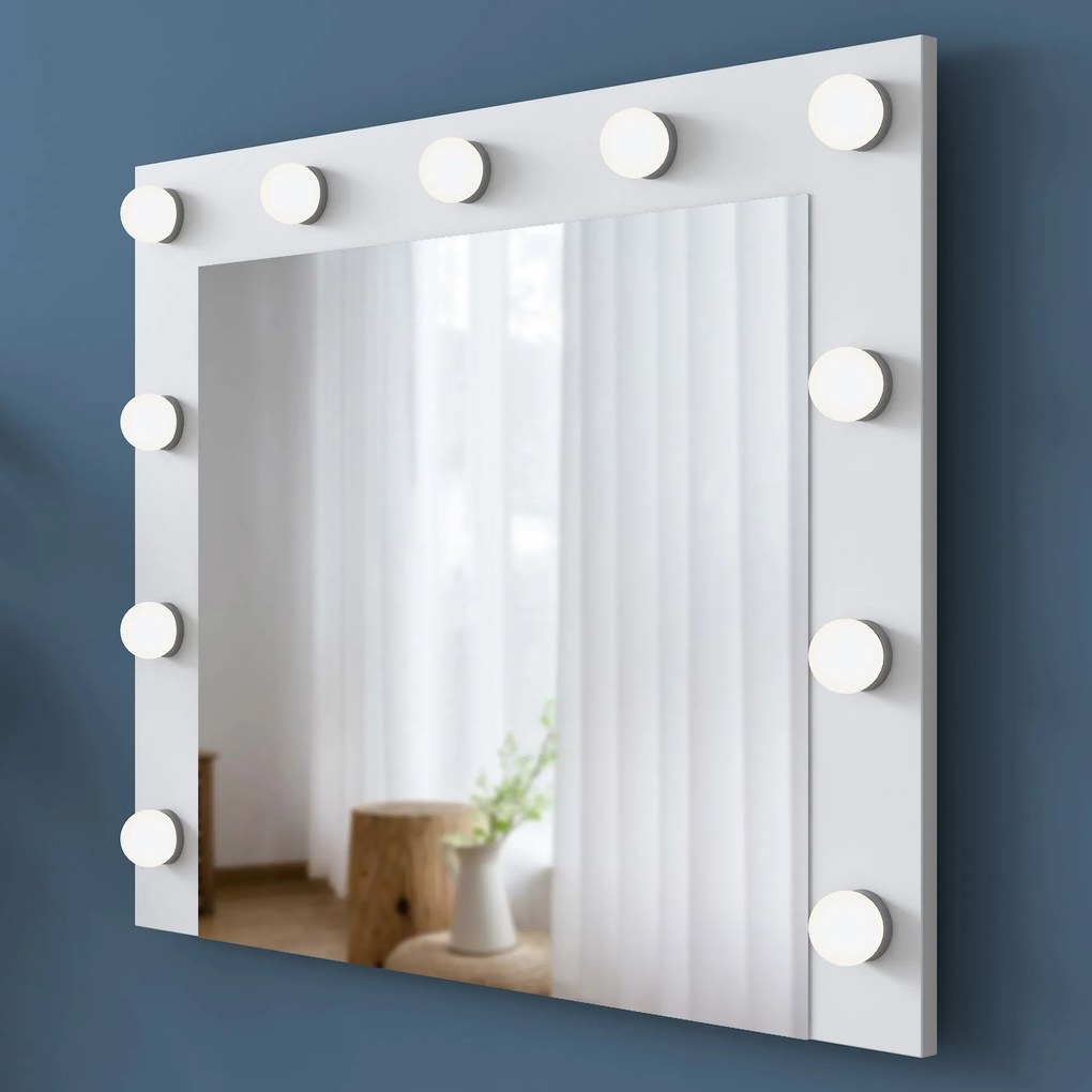 Nástěnné zrcadlo Lota s LED osvětlením 90x71 cm bílé