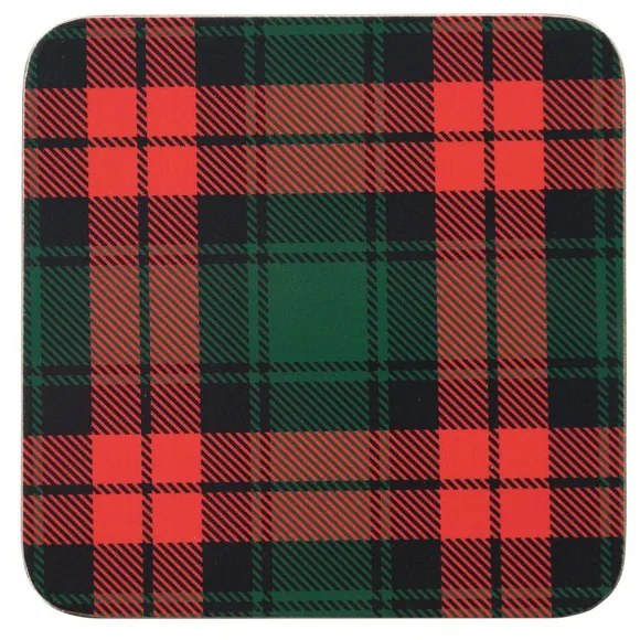 6 ks pevné korkové podtácky Tartan - 10 * 10 * 0,4 cm